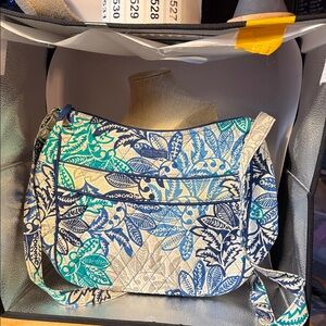 Vera Bradley Blue and Green Leaf Pattern Shoulder Bag
